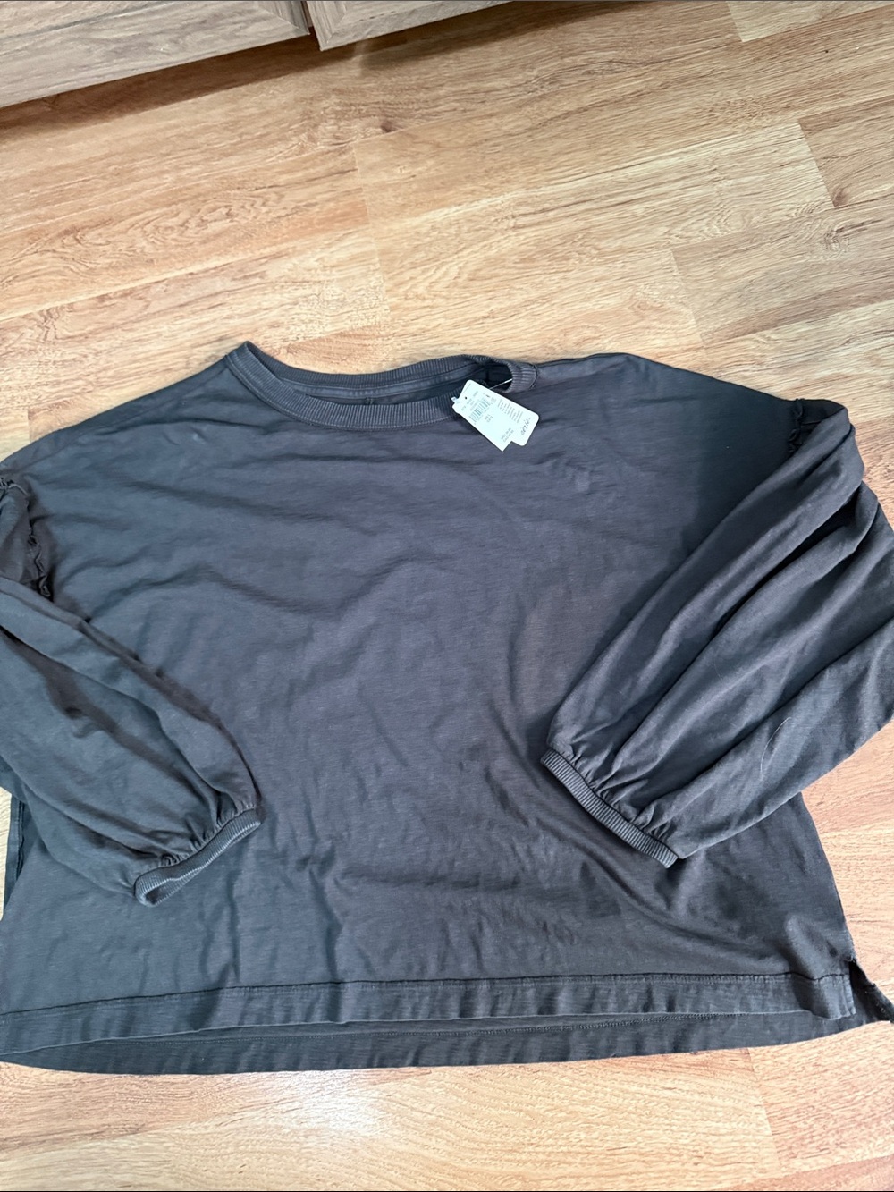 aerie Relaxed Long Sleeve Top in Charcoal Gray